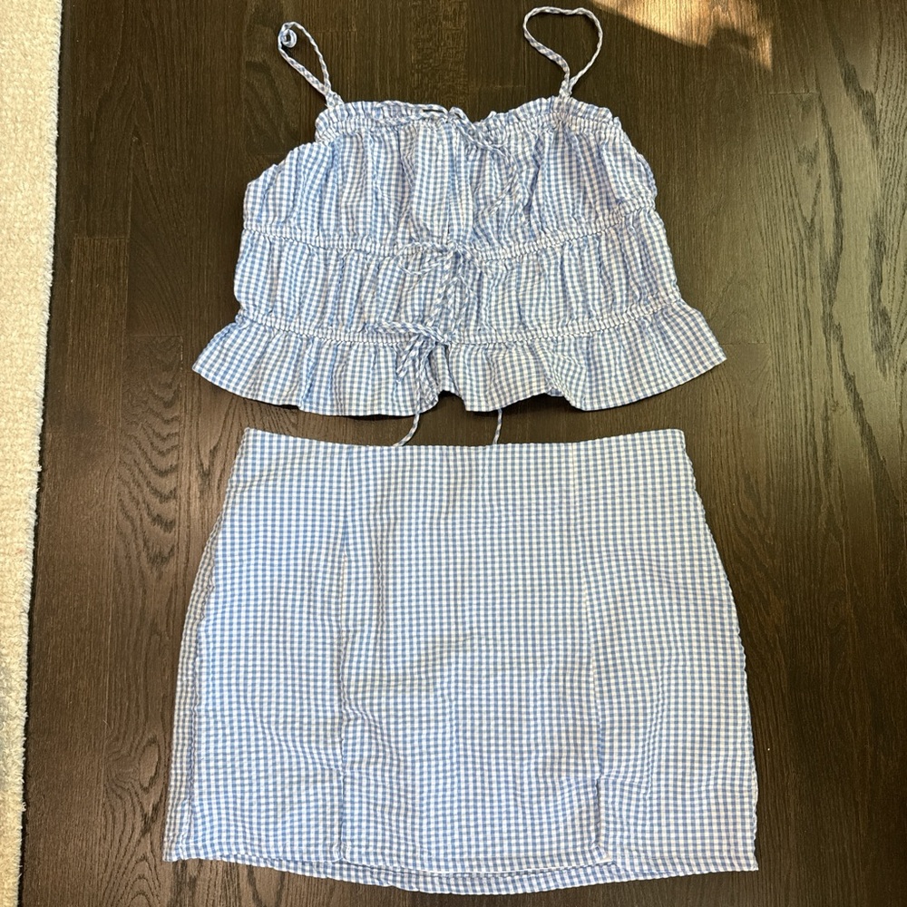 No Boundaries Blue Gingham Two-Piece Set